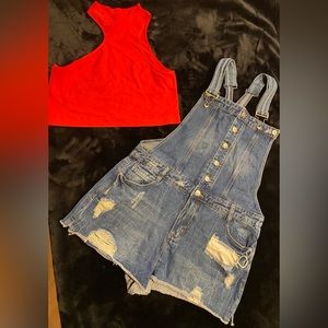 Short jumpsuit ,denim fabric